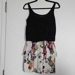 Rienda Gyaru Floral Black and White Peplum Setup Dress